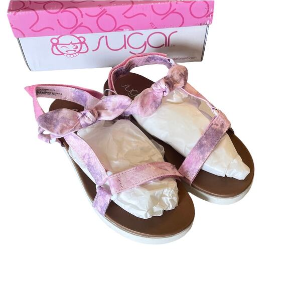 NEW Sugar MILLIE SANDALS Girls 4, Women's 5.5 Pink Lilac Purple Tie Dye SHOES - Picture 8 of 9